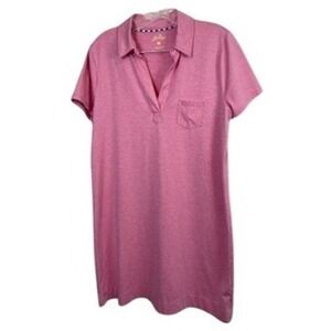 Lilly Pulitzer Pink Heather Polo Dress Short‎ Sleeve Casual Comfy Sz L